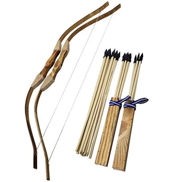 Jeu D'Adresse YKXHQ Jouet - 2-Pack main en bois arc et la flèche Set - 20  flèches en bois et 2 Carquois - Jeu extérieur pour - Cdiscount Jeux - Jouets