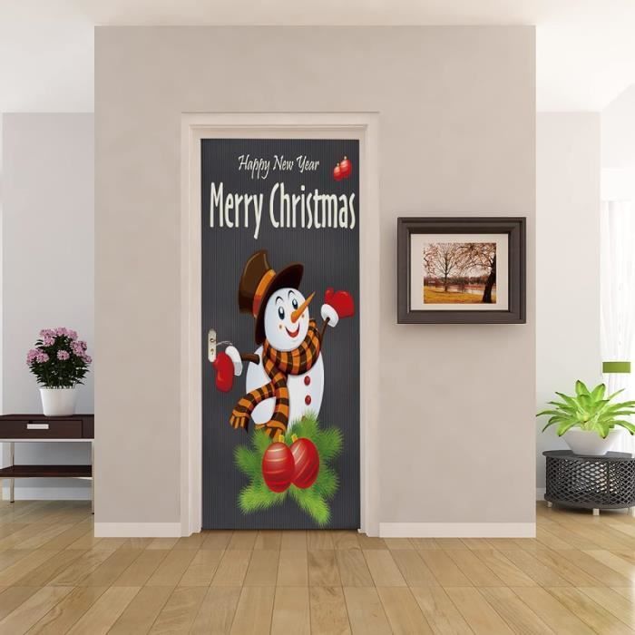 Autocollant Porte 3D Montagne Neige - 85x200 Cm - Vinyle PVC Amovible - Décoration Murale Trompe-l'œil