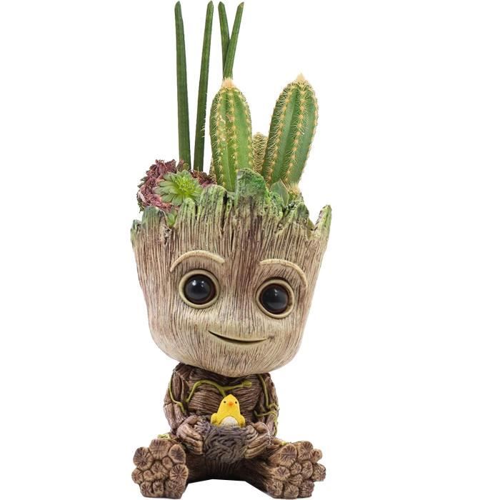 Pot de fleur Baby Groot pour plantes succulentes ou cactus - Pot à crayons pour la maison, décoration intérieure de bureau