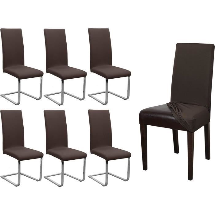 Alishomtll Lot De 4 Housses De Chaise Vintage En Cuir Stretch Kaki - Universelles, Élastiques, Amovibles Et Lavables Pour Cuisine, Salle à Manger, Restaurant