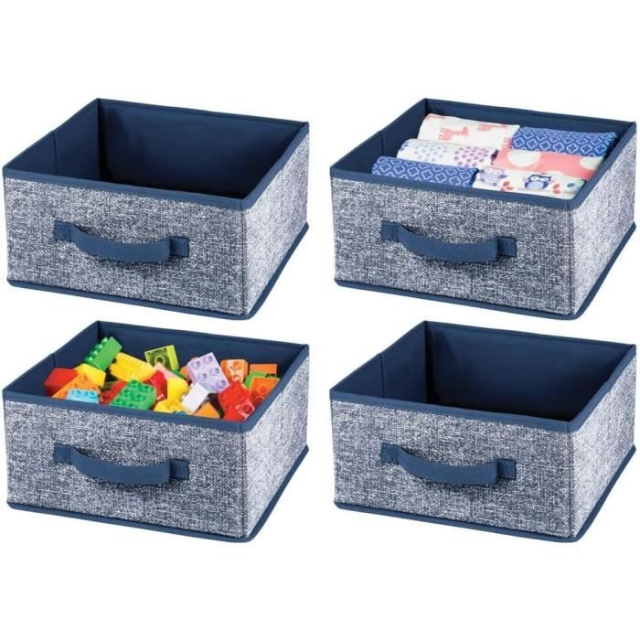 Lot De 2 Paniers Rangement MDesign - Corbeilles Tissu Gris Foncé Avec Poignée Pour Armoire, Linge, Jouets