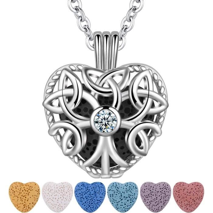 Collier Diffuseur Huile Essentielle JOYMIAO - Pendentif Fleur Avec 8 Tapis Feutre - Aromathérapie Portable - Cadeau