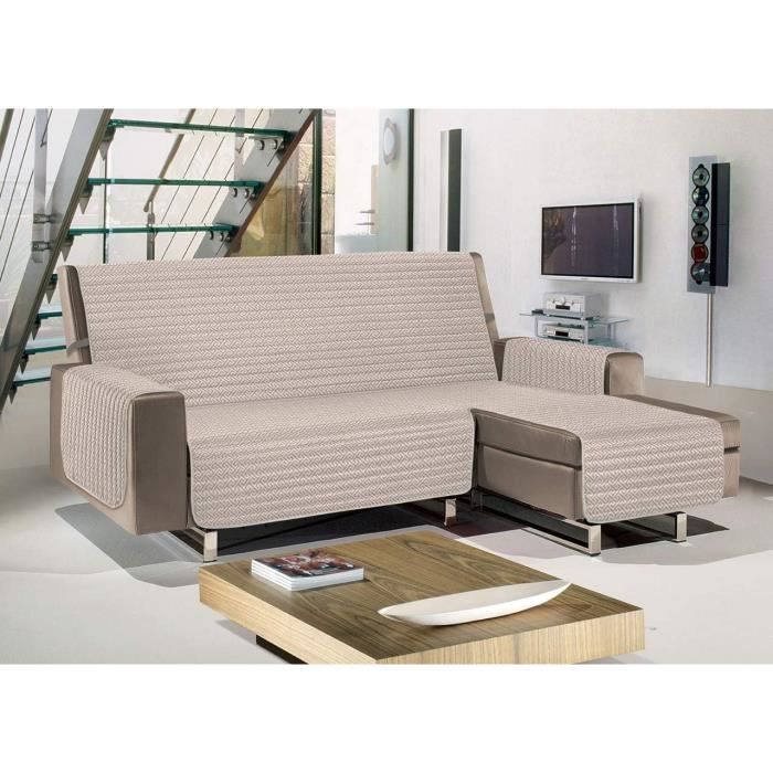 Housse De Canapé Anti-taches Matelassée - Motif Carreaux Beige Pays De Galles - Imperméable - Tailles 1 à 4 Places - 7