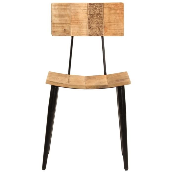 Chaises à manger en bois de manguier solide - Lot de 2 - Style vintage - Marron - Salle à manger