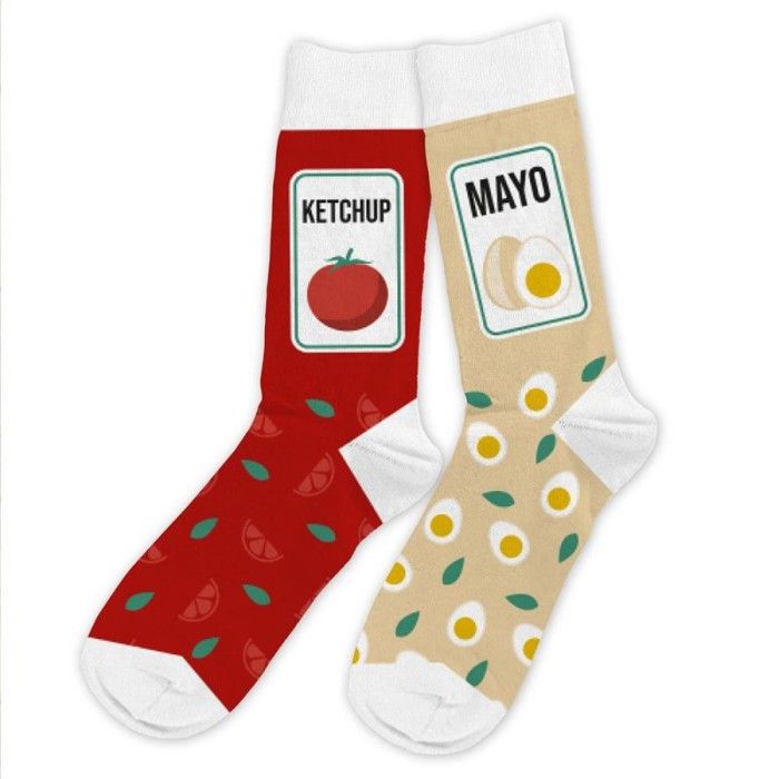 Chaussettes Humoristiques Plats et Boissons Mythiques - Ketchup / Mayo