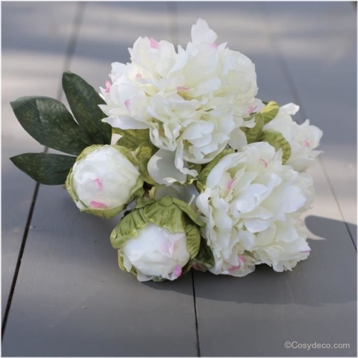 Fleurs Artificielles Cosy Deco Bouquet De Pivoines Blanches Artificielles Style Shabby Achat Vente Fleur Artificielle Cdiscount