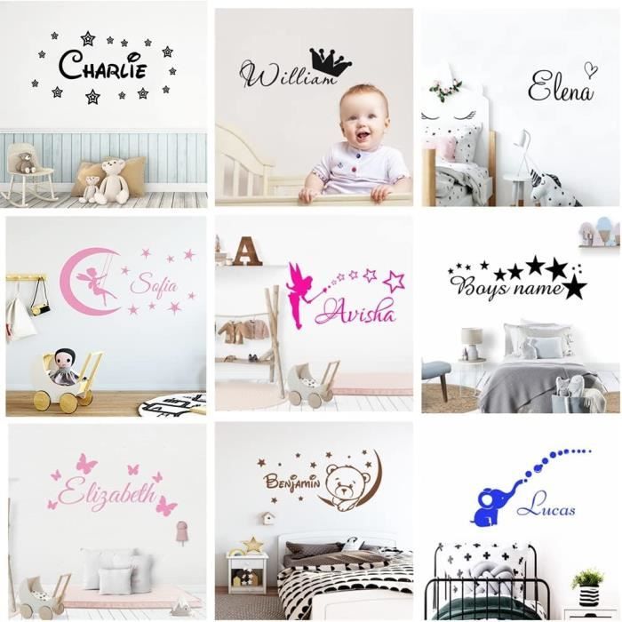 Lettre Initiale avec Prénom Personnalisée Étoilé et Fée - Chambre Enfant