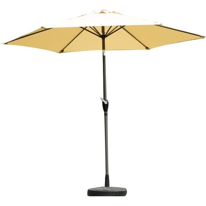 Umbrella With Solar Lights Parasol Jardin Blissun 2,7m Aluminium - Manuel Inclinaison Bouton Poussoir Bleu Marine Parasol Résistant UV