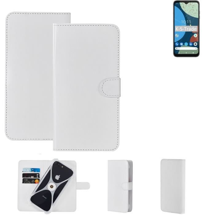 Étui Portefeuille Pour Fairphone 3 - Housse De Protection Blanche, Avec Pare-chocs Et Fentes Pour Cartes
