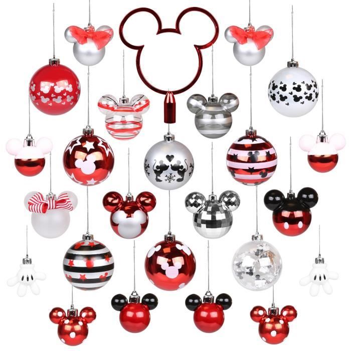 Mickey et Minnie Mouse Disney Un ensemble de boules de Noël, décorations  d'arbre de Noël, plastique 25 pièces - Cdiscount Maison