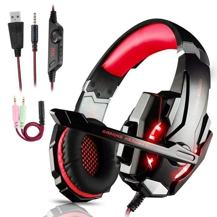 Casque Gaming PS4 Casque Gamer LED Casque Audio Filaire Audio