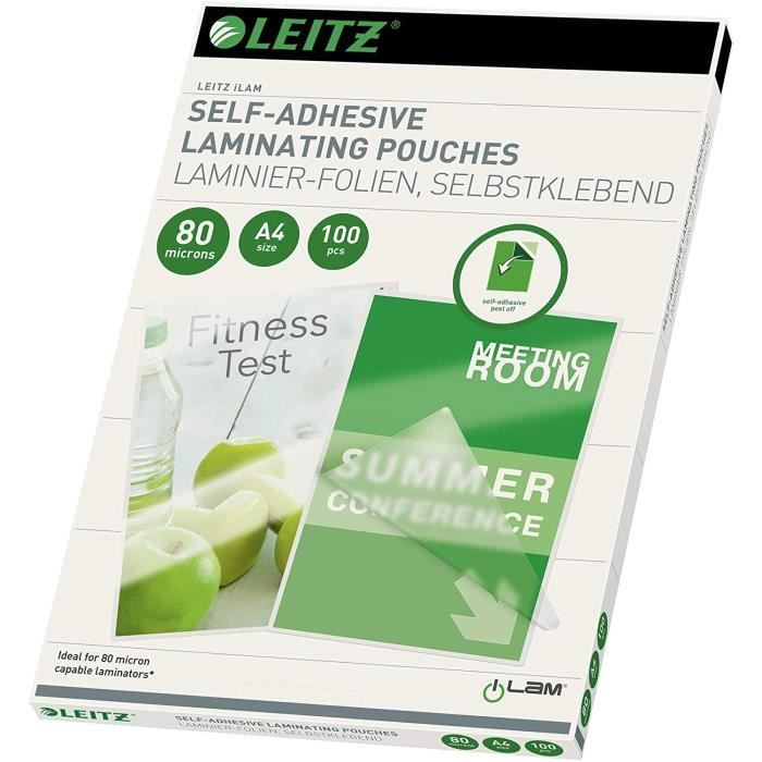 Leitz 33872 - Lot De 100 Pochettes Plastiques Adhésives A4, 80 Microns, Pour Protéger Et Classer Documents - 7
