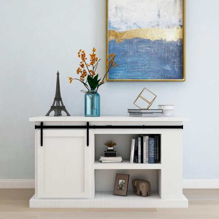 Kit de porte darmoire coulissante - vidaXL - 122 cm - Acier au carbone - Noir - Coulissante à gauche