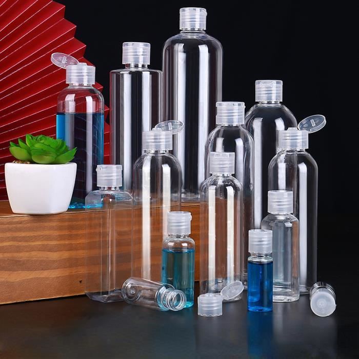 4 Bouteilles De Voyage 30ml Avec Porte-clés Cuir - Flacons Plastique Transparent Réutilisables Pour Liquides