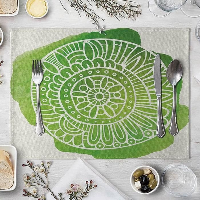 Set De Table Enfant 4 Pieces Deco Table Anniversaire Coton Lin Motif Vintage 45x30cm Vert 443 Cdiscount Maison