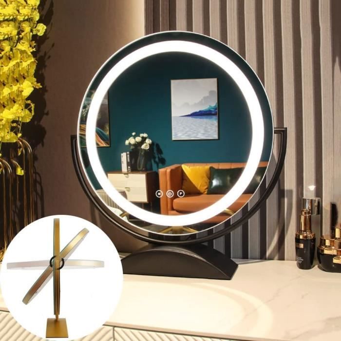 Miroir De Maquillage Coiffeuse avec Éclairage LED,Rond Miroir sur