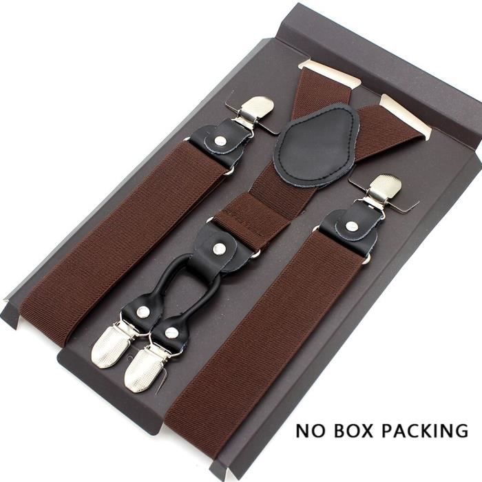 Bretelles de luxe en cuir 6 clips - MF15 - Noir - Homme