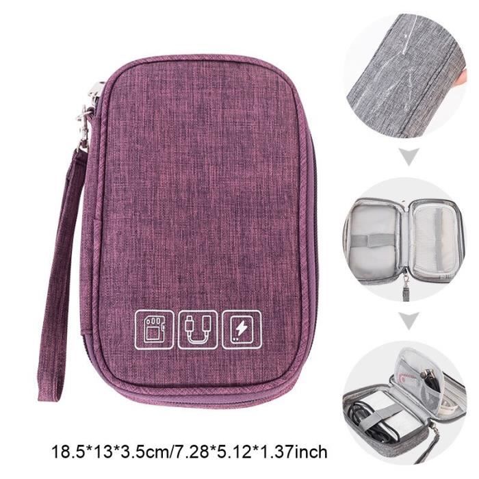 Pochette Câble Anywest Double Couche - Organisateur USB, Chargeurs, Cables - 21x12x5cm - Voyage