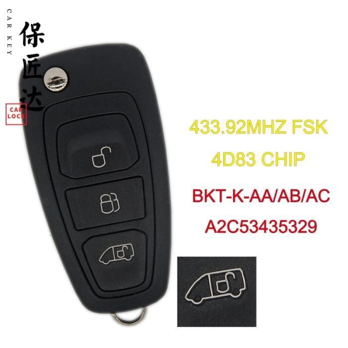 Taille clé de voiture à distance, 2015 MHz, 4D83, pour Ford Tourne Transit -Transit Custom 2016 434, AB- AC-AD