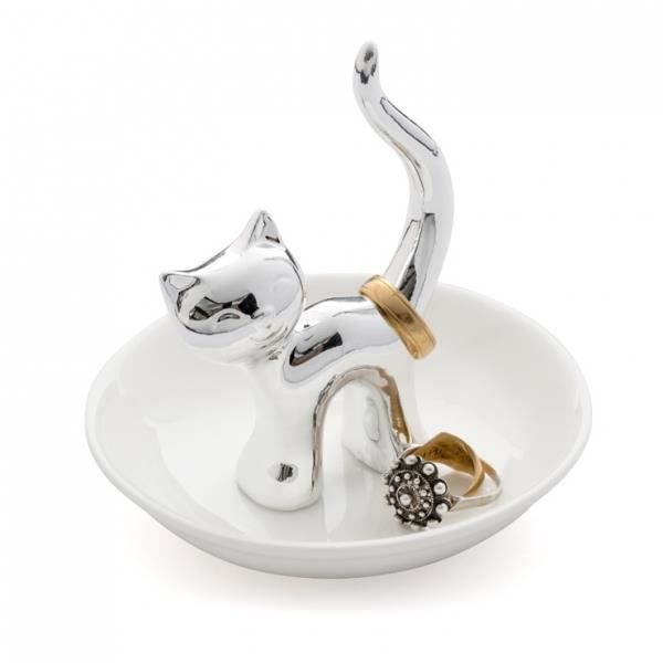 BALVI Porte-bagues - Gatto - Argent&eacute; - C&eacute;ramique - 10x10x95 cm - Pour Femme 