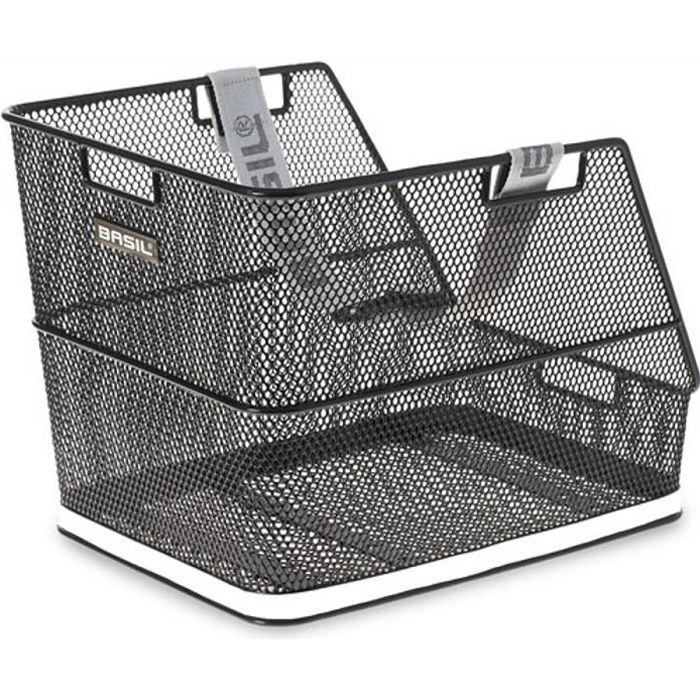 Panier arrière Basil Class à mailles serrées noir en acier pour vélo loisir mixte