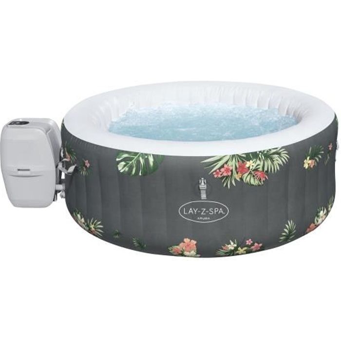 Spa gonflable BESTWAY - Lay-Z-Spa Aruba - 170 x 66 cm - 2 à 3 places - Rond (Inclus : couverture cartouche et diffuseur)