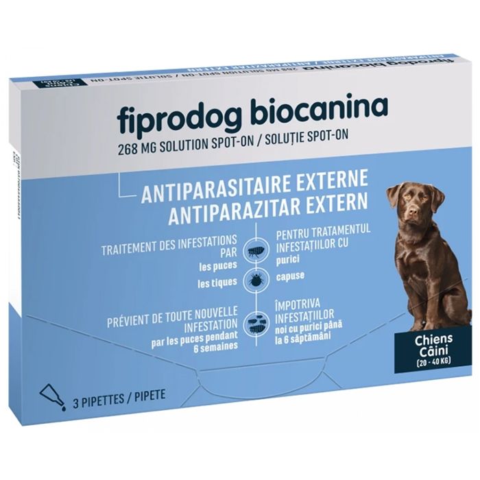 BIOCANINA  Fiprodog 268mg Grand Chien de 20 &agrave; 40kg 3 pipettes