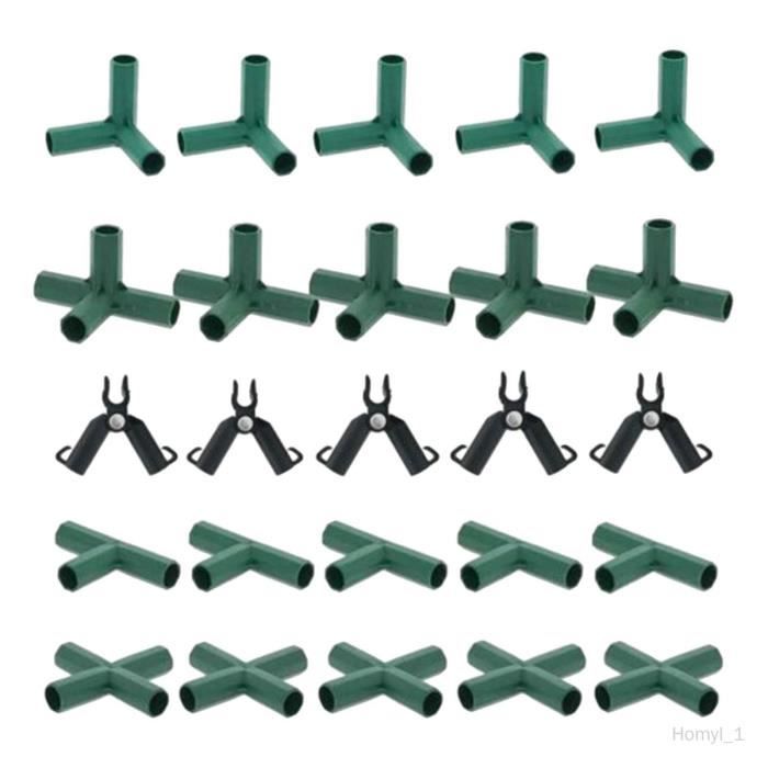 Lot De 8 Connecteurs Plastique Robuste Pour Serre - Diamètre Intérieur 19 Mm - Vert