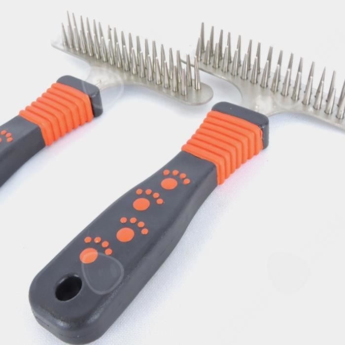 Comparer les prix de CONFO® Peigne à cheveux épais peigne pour animaux de compagnie brosse à  cheveux peigne à double rangée peigne à aiguille à nœud ouv