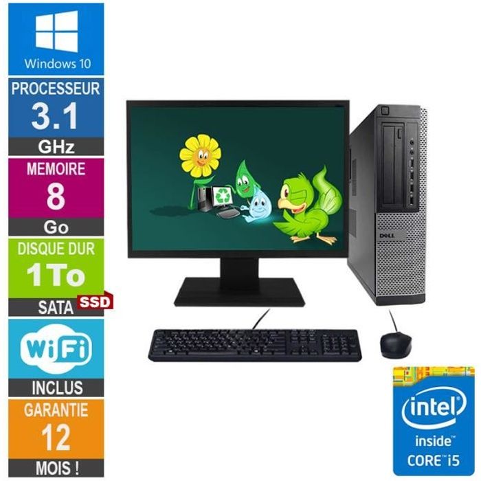 PC Dell Optiplex 790 DT I5-2400 3.10GHz 8Go/1To SSD Wifi W10 + Ecran 22 Reconditionné - Dell reconditionné disponible sur Cdiscount Seconde Vie