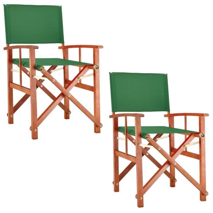 chaise de jardin pliante en bois d'eucalyptus certifié fsc® - vert - deuba