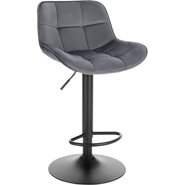 EUGAD Tabouret Bar Chaise de Bar pivotante pour Bistro Restaurant Cuisine Hauteur Réglable 62-84cm Gris foncé 1006BY-1