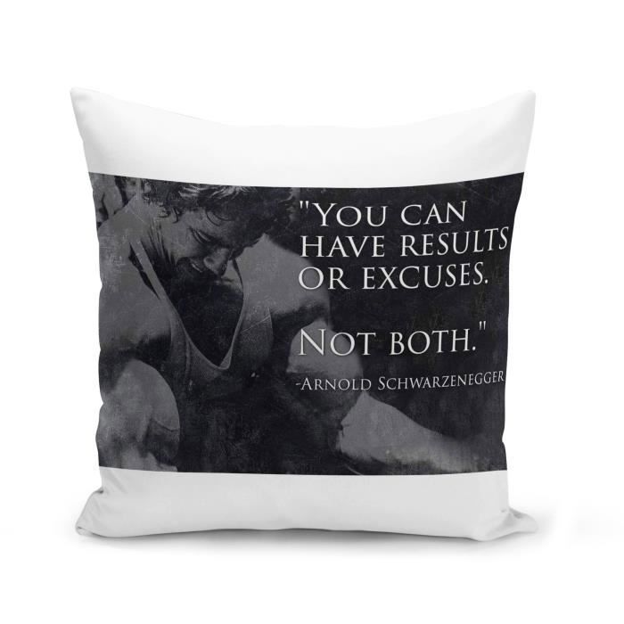 Housse De Coussin 40x40 Cm Results Or Excuses Schwarzenegger Citation Inspirante Anglais Motivation Cdiscount Maison
