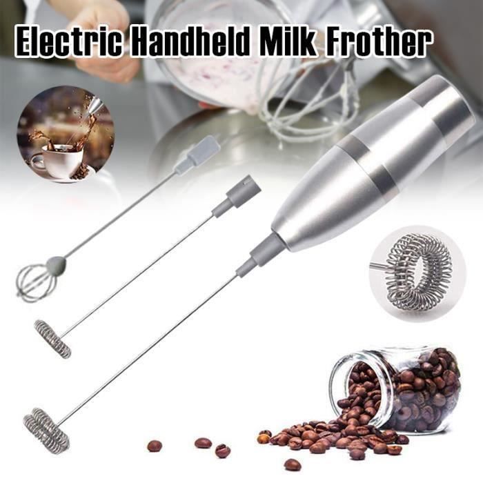 Accessoire Café Cappuccino Mousseur à Lait LULUWA électrique - 2 Têtes Inox, Sans Fil, Pour Cappuccino, Matcha, Chocolat Mixeur Lait Sans Fil