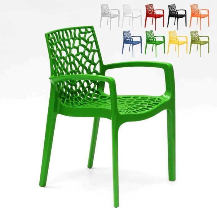 Chaise en polypropylène accoudoirs jardin café Grand Soleil Gruvyer Arm, Couleur: Vert