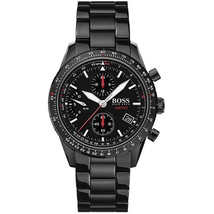 montre - homme - aero chrono - bracelet acier noir - 1513771