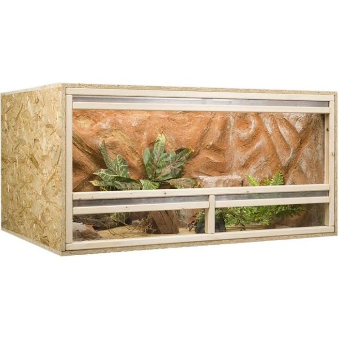 Terrario Per Rettili 120x60x60cm Con Ventilazione Laterale - Habitat Per Serpenti, Lucertole E Ragni, In OSB E Vetro - Foto 3