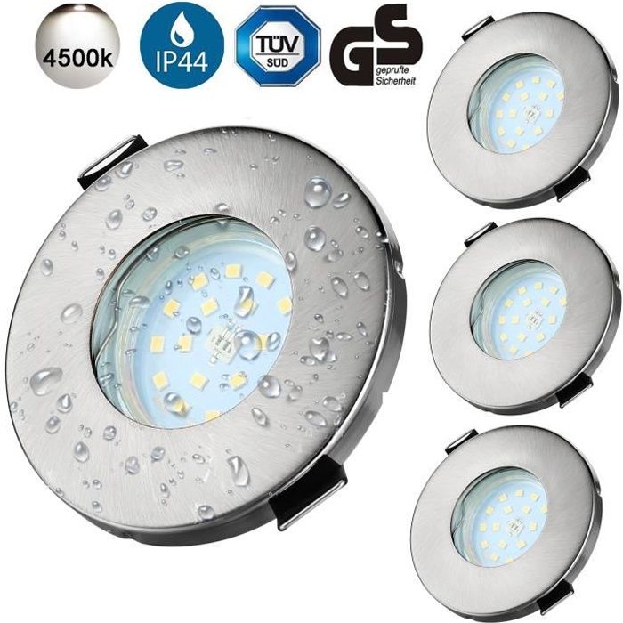 Kambo Led Spot Encastrable Pour Salle De Bain 4 X 6w Gu10 Spots De Plafond Ip44 Blanc Neutre 4500k 540lm Plafonnier Encastre 120 Cdiscount Maison