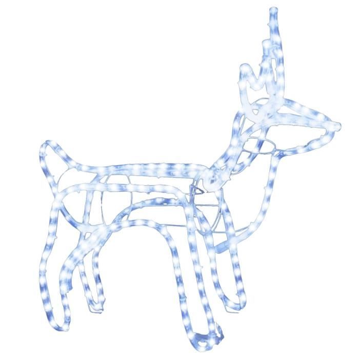 Lot De 2 Décorations De Noël LED En Forme De Renne - Guirlande Lumineuse Avec Télécommande Et Minuterie - Blanc Chaud - Pour Intérieur/extérieur - 8