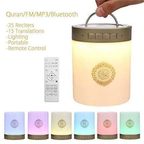 Haut-Parleur Bluetooth Coran Portable Avec Lampe LED Tactile, Télécommande Et App - Azan Multilingue + 16 Langues