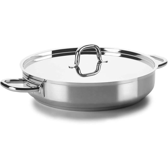 Poêle à Paella En Cuivre Et Acier Inoxydable 40 Cm - Pour 9 Portions, Lavable Au Lave-vaisselle