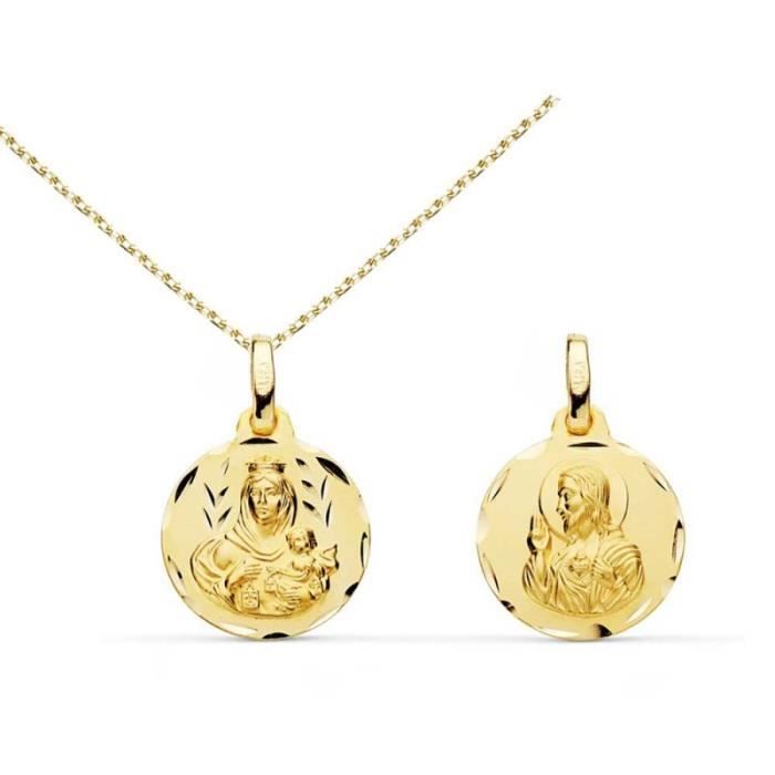Meilleurs prix pour Collier - Médaille Scapulaire Or 18 Carats 750/000 Jaune - Chaîne Dorée