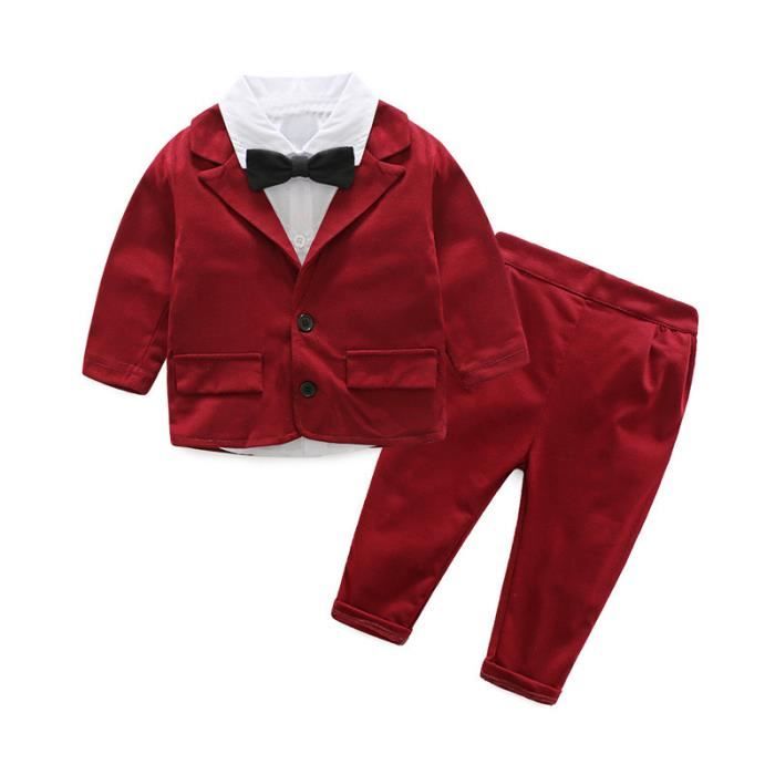 Garcon Costume En 3 Pcs Veste Luxueux Chemise Salopette Pantalon Pour Soiree Cocktail Quotidien Et Soiree Ceremonie Mariage Rouge Achat Vente Ensemble De Vetements Cdiscount