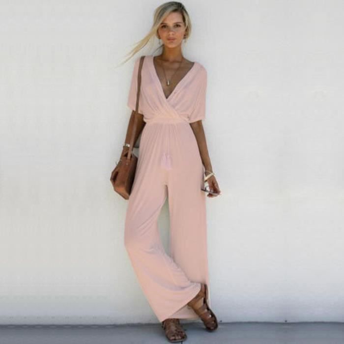 Combinaison Pantalon Femme V-Neck Combinaison Dames Soirée ...