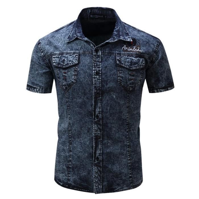 Chemise jean manche courte homme sale