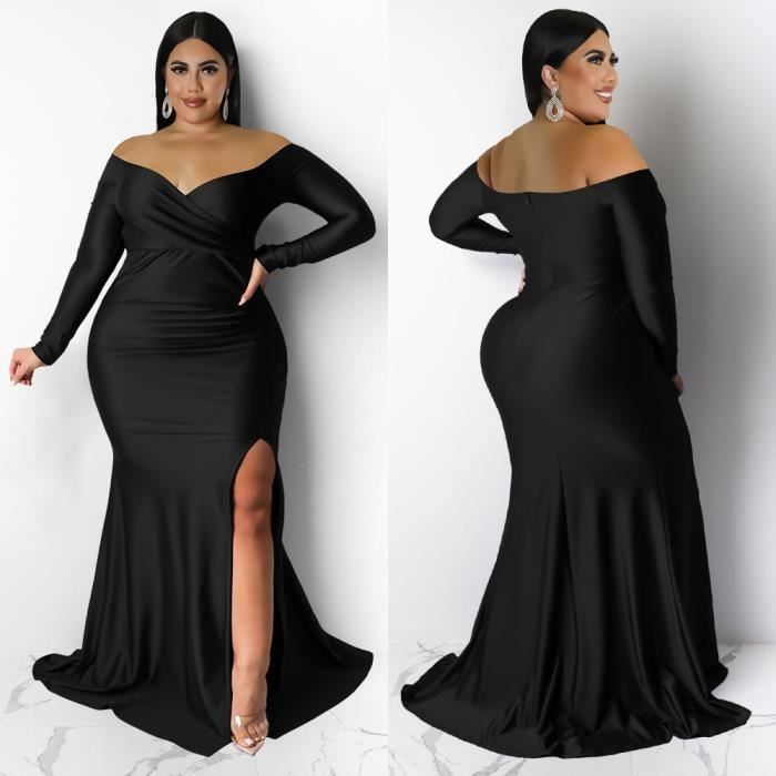 Robe longue col v plongeant cheap