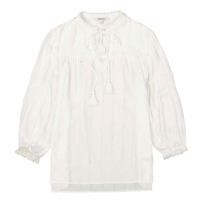 Chemisier Ycoo Taille S – écru à Pois Noirs, Manches Longues, Neuf Avec étiquettes