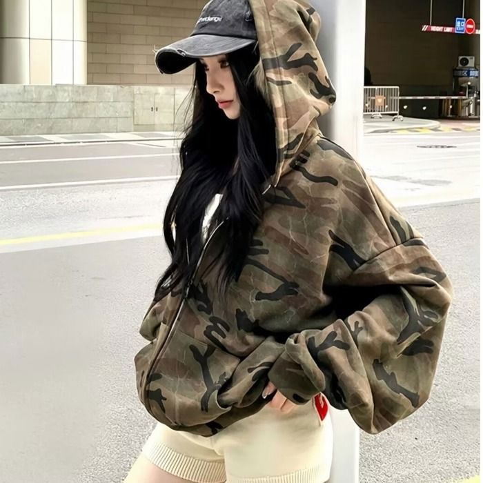 Sweater Capuche Femme 2025 - Sweat à Capuche Pour Femme Avec Imprimé Feuille D Sweat Homme Capuche Zippé