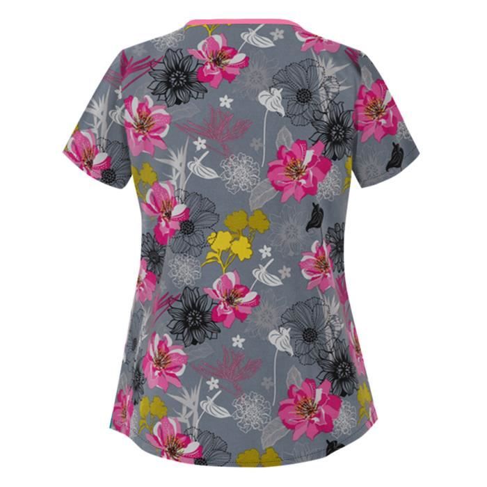 Chemisier Femme ELLE à Peplum Fleuri - Taille L, Manches Courtes, 100% Polyester