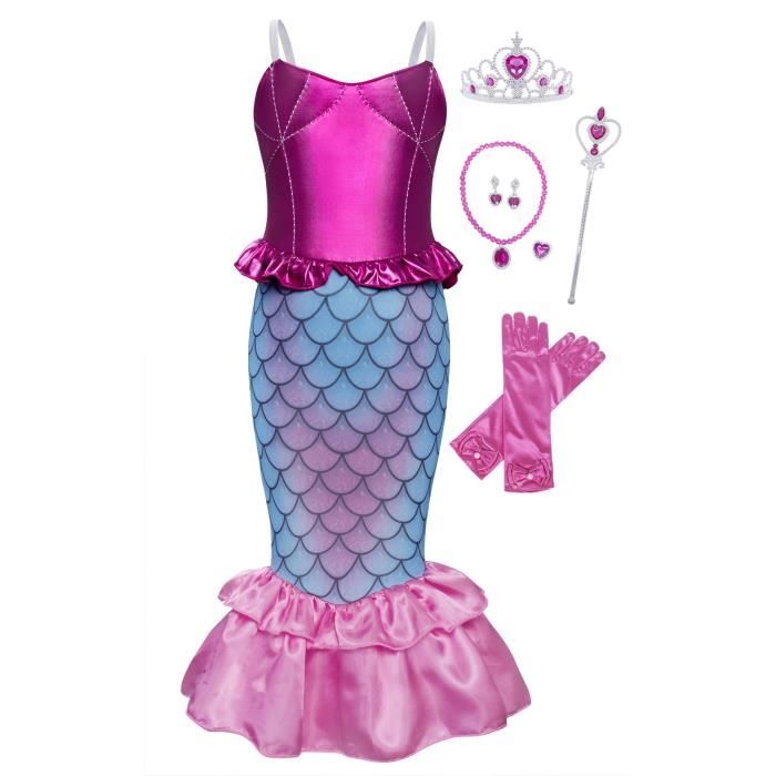 Déguisement Princesse Sirène Jurebecia pour Fille - Robe Sequin Cosplay  Carnaval Halloween - Cdiscount Jeux - Jouets